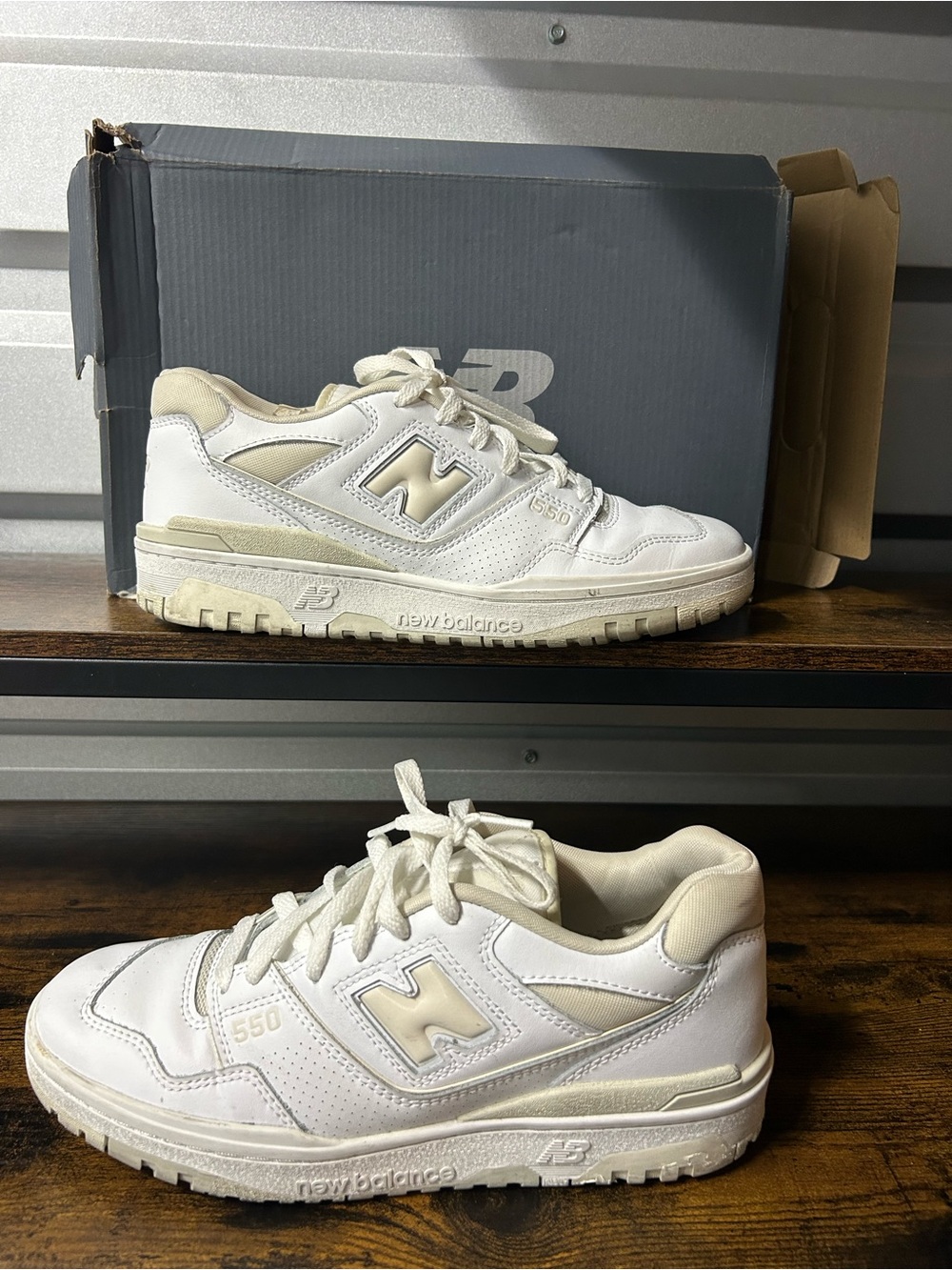 Size 10 - WITH BOX New Balance 550 Silver Birch 10W DAMAGED BOX